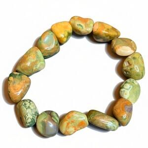 Rainforest Jasper & Dragon’s Blood Jasper Bracelet – 16mm Gemstone Beads